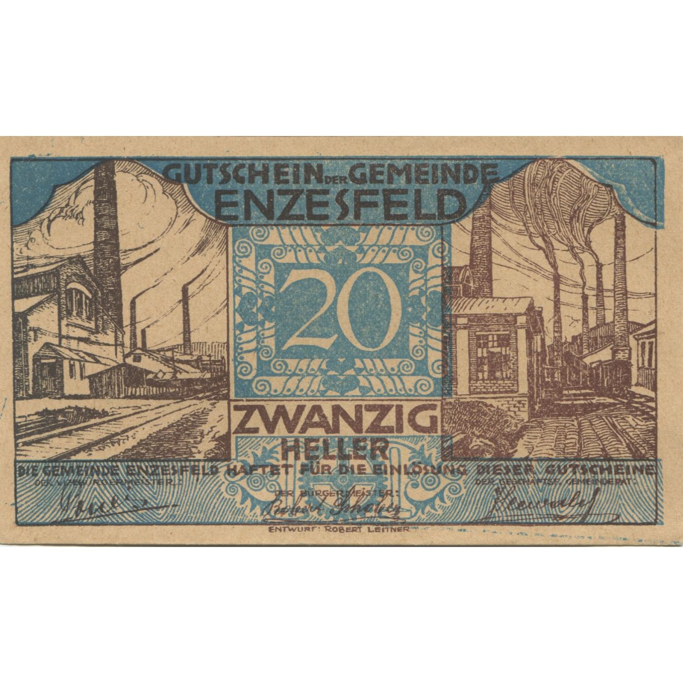 Geldschein, Österreich, Enzesfeld, 20 Heller, gare 1920-12-31, UNZ- Mehl:FS 179a