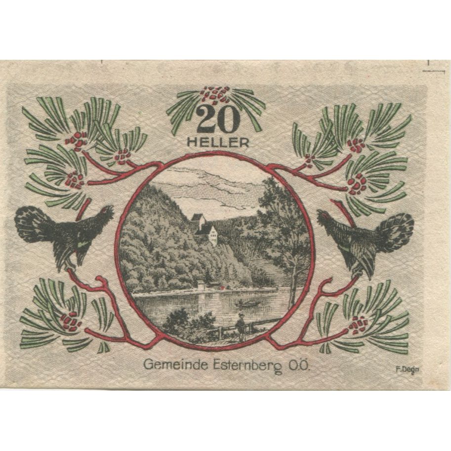 Banknote, Austria, Esternberg, 20 Heller, paysage 1920-12-31 UNC(63) Mehl:FS 189