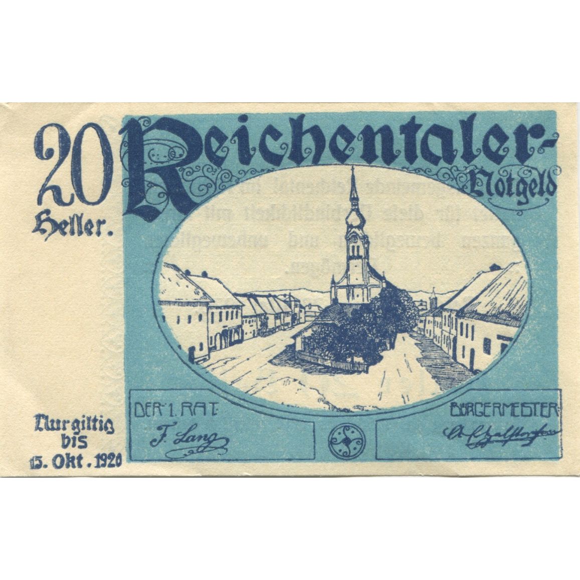 Banknote, Austria, Reichental, 20 Heller, village, 1920, UNC(63), Mehl:FS 827Ia