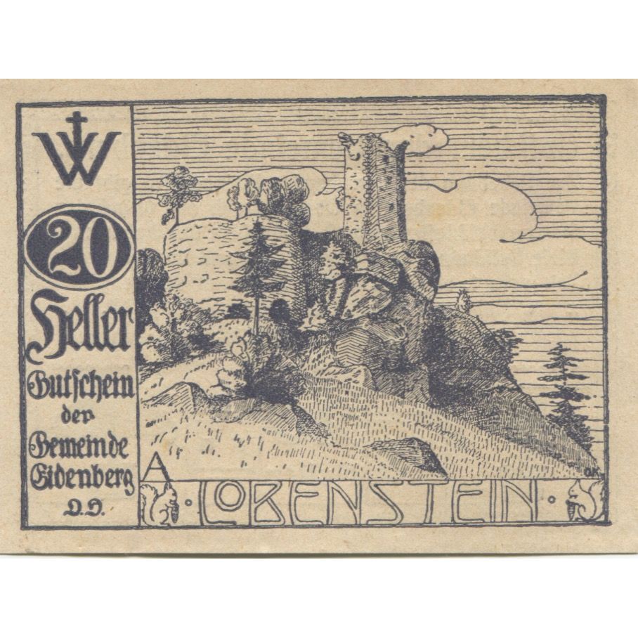 Billete, Austria, Eidenberg, 20 Heller, château 1920-10-31, SC Mehl:FS 168Ia