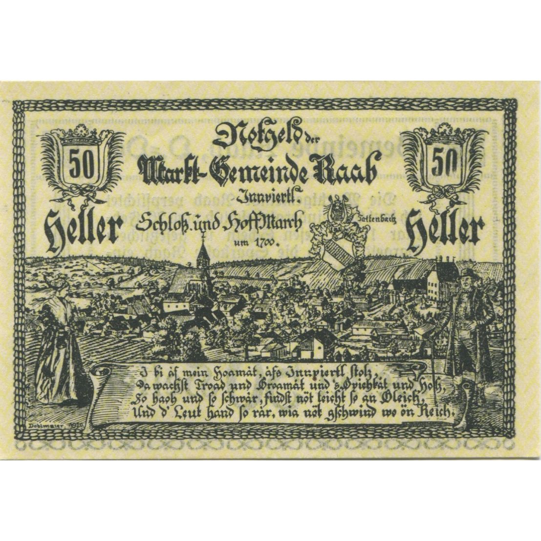 Banknote, Austria, Raab, 50 Heller, paysage, 1920, UNC(63), Mehl:FS 805IIa