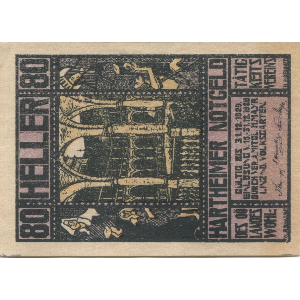 Nota, Áustria, Wohl, 80 Heller, Eglise, 1920, 1920-12-31, UNC(63), Mehl:FS 352a