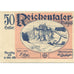Nota, Áustria, Reichental, 50 Heller, château, 1920, UNC(63), Mehl:FS 827Ia