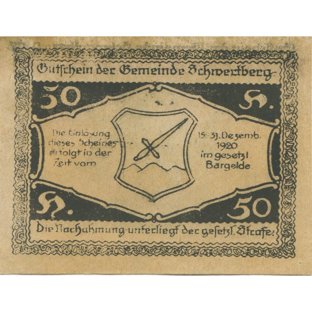 Banconote, Austria, Schwertberg, 50 Heller, château 1920-12-31 SPL Mehl:FS 984Ia