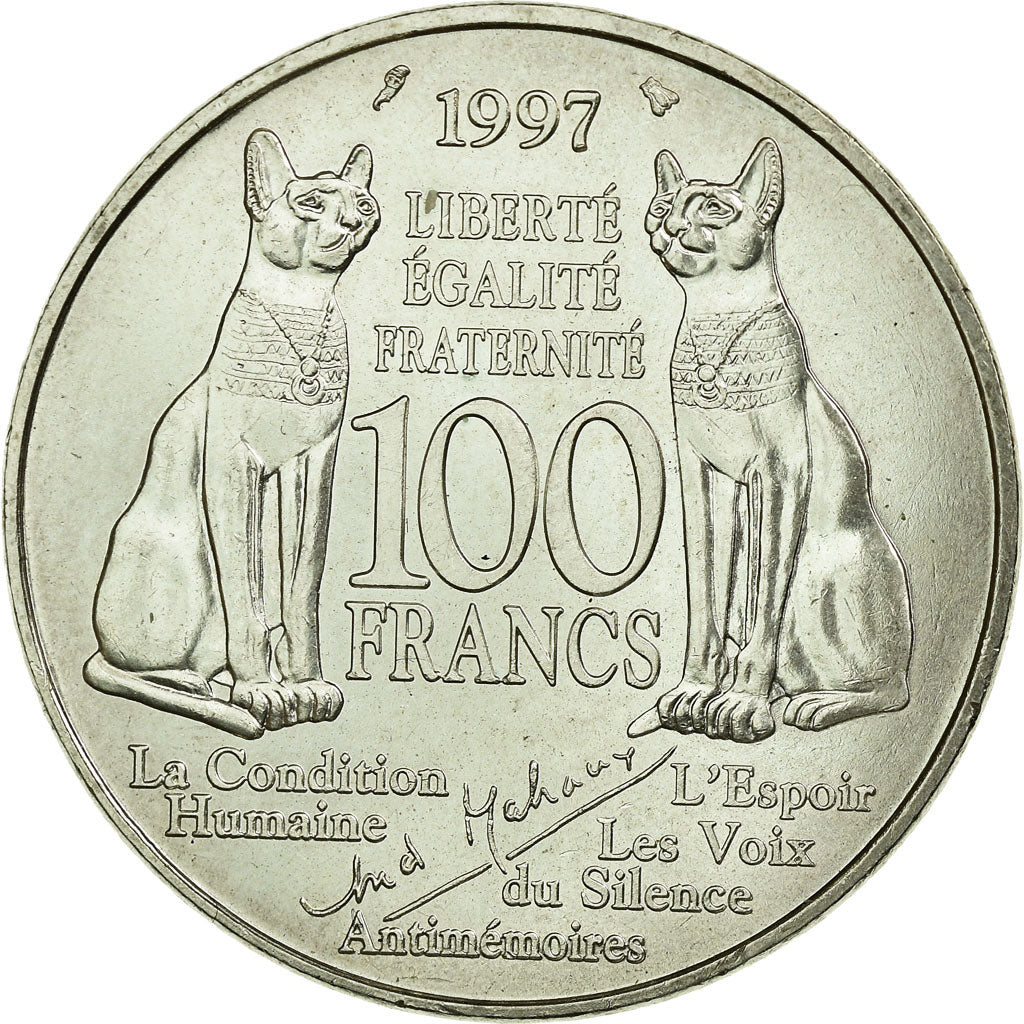 Moneta, Francia, André Malraux, 100 Francs, 1997, SPL-, Argento, KM:1188