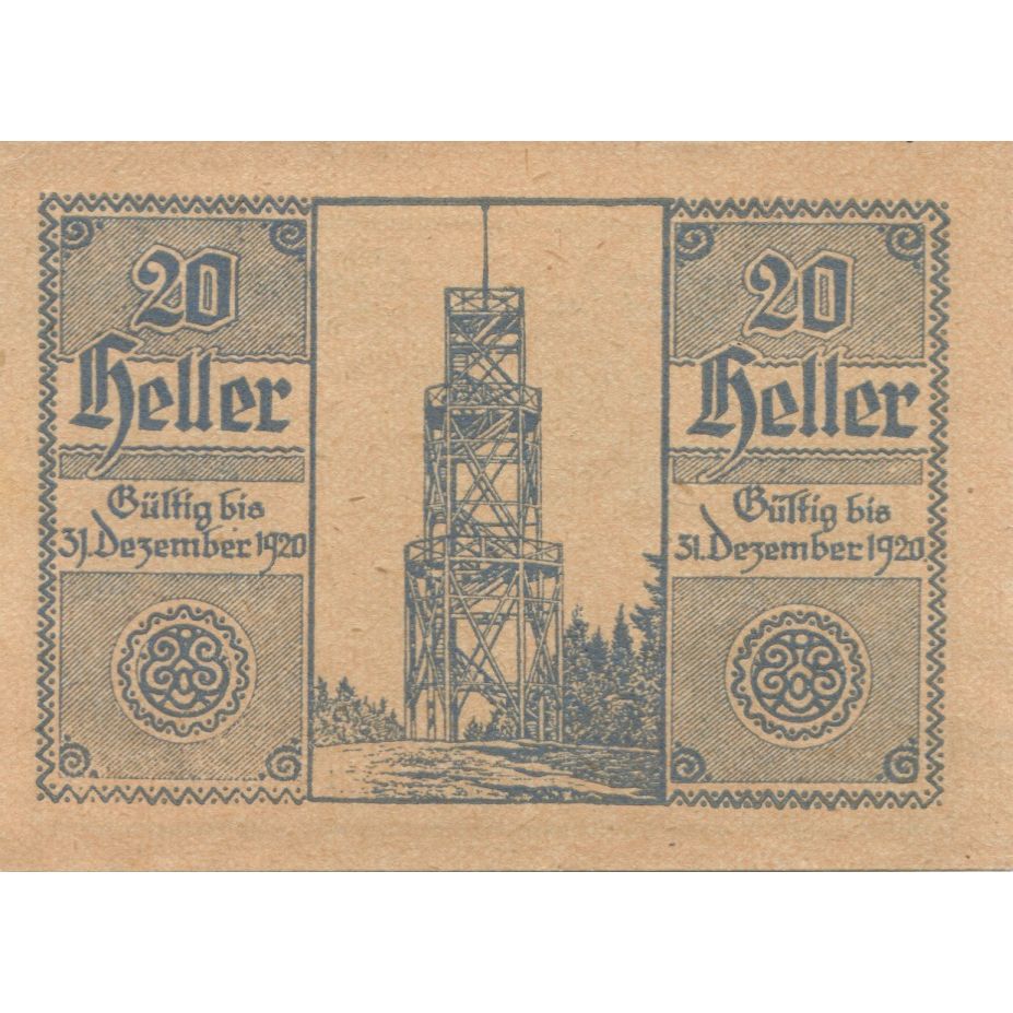 Banknote, Austria, St Ulrich, 20 Heller, Monument, 1920 UNC(63) Mehl:FS 940
