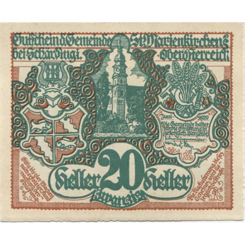 Banknote, Austria, Marienkirchen, 20 Heller, Eglise, 1920, UNC(63), Mehl:FS 910