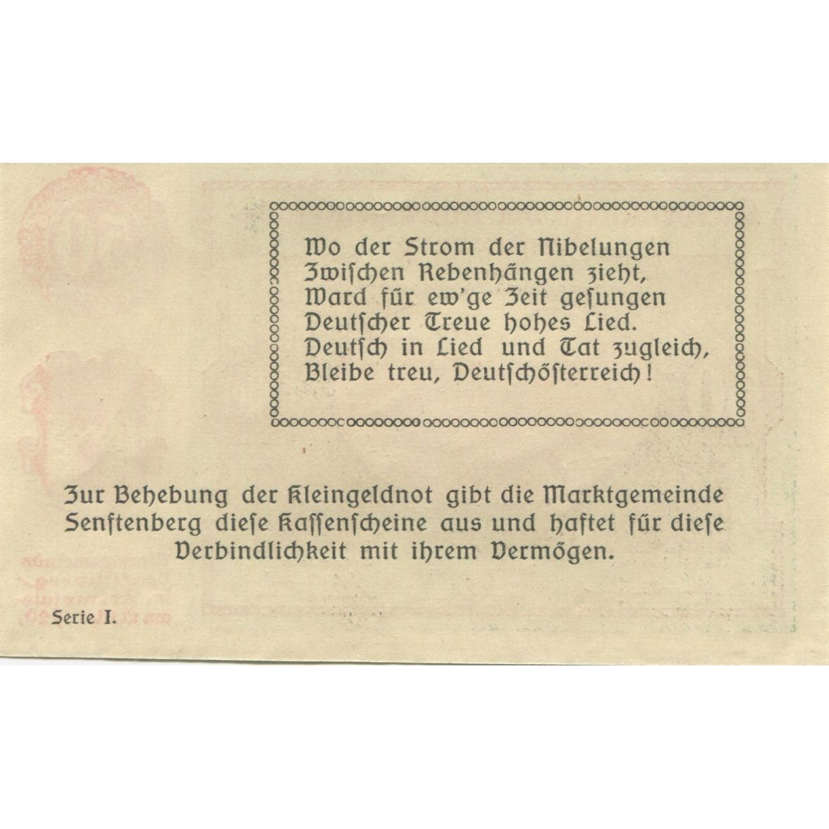 Banknote, Austria, Senftenberg, 50 Heller, paysage, 1920 UNC(63) Mehl:FS 993a