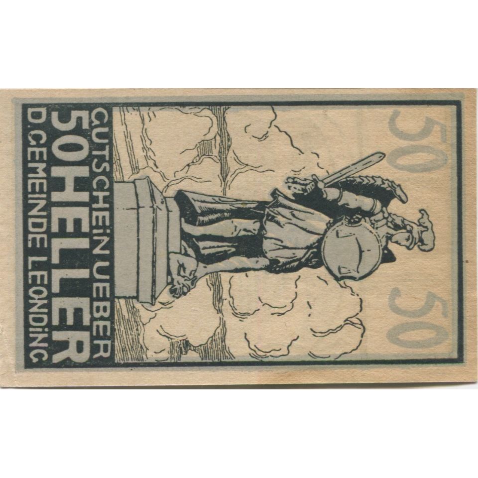 Geldschein, Österreich, Leonding, 50 Heller, statue, 1920, UNZ-, Mehl:FS 513a