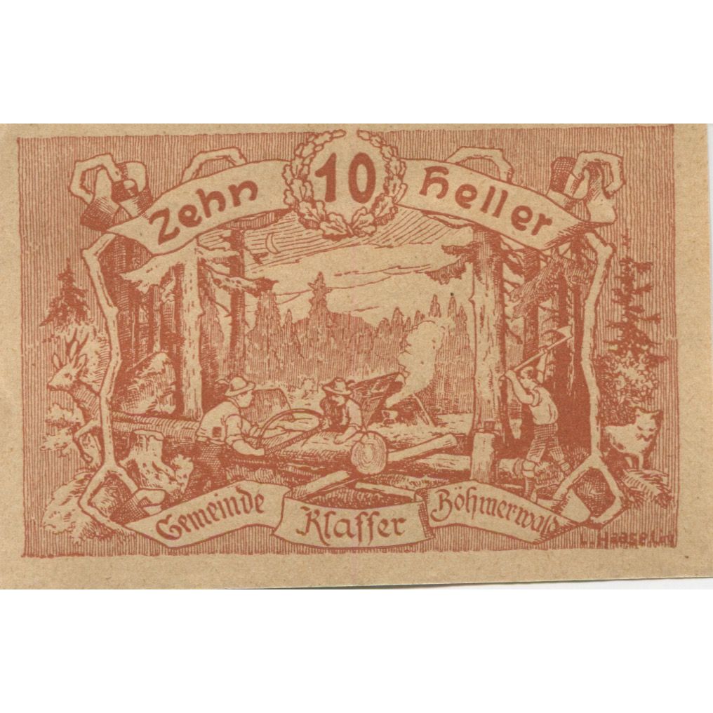 Geldschein, Österreich, Klaffer, 10 Heller, Forêt 1921-03-31, UNZ- Mehl:FS 450a