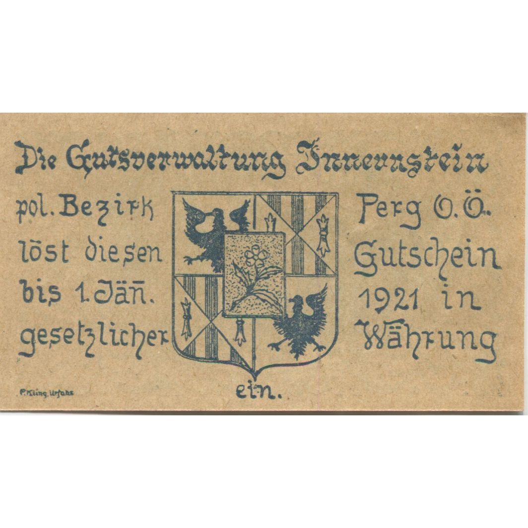 Banconote, Austria, Perg, 50 Heller, château 1920-12-31, SPL Mehl:FS 407