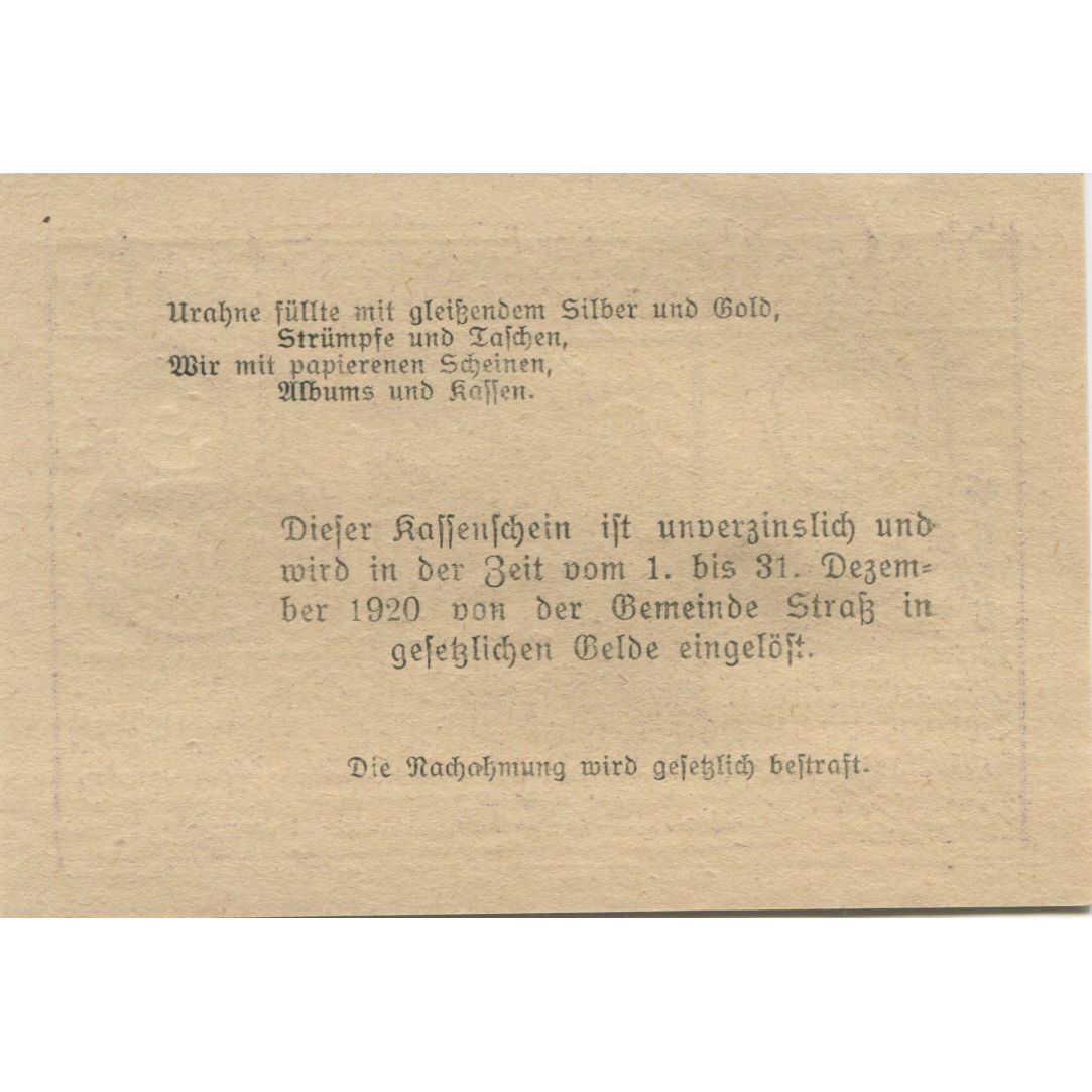 Geldschein, Österreich, Strass, 10 Heller, pont, 1920, UNZ-, Mehl:FS 1047a