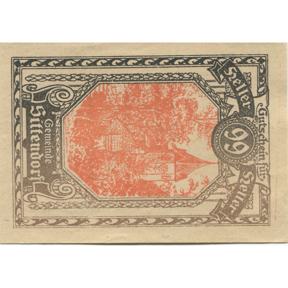 Billete, Austria, Sittendorf, 99 Heller, Eglise, 1920, SC, Mehl:FS 1001a