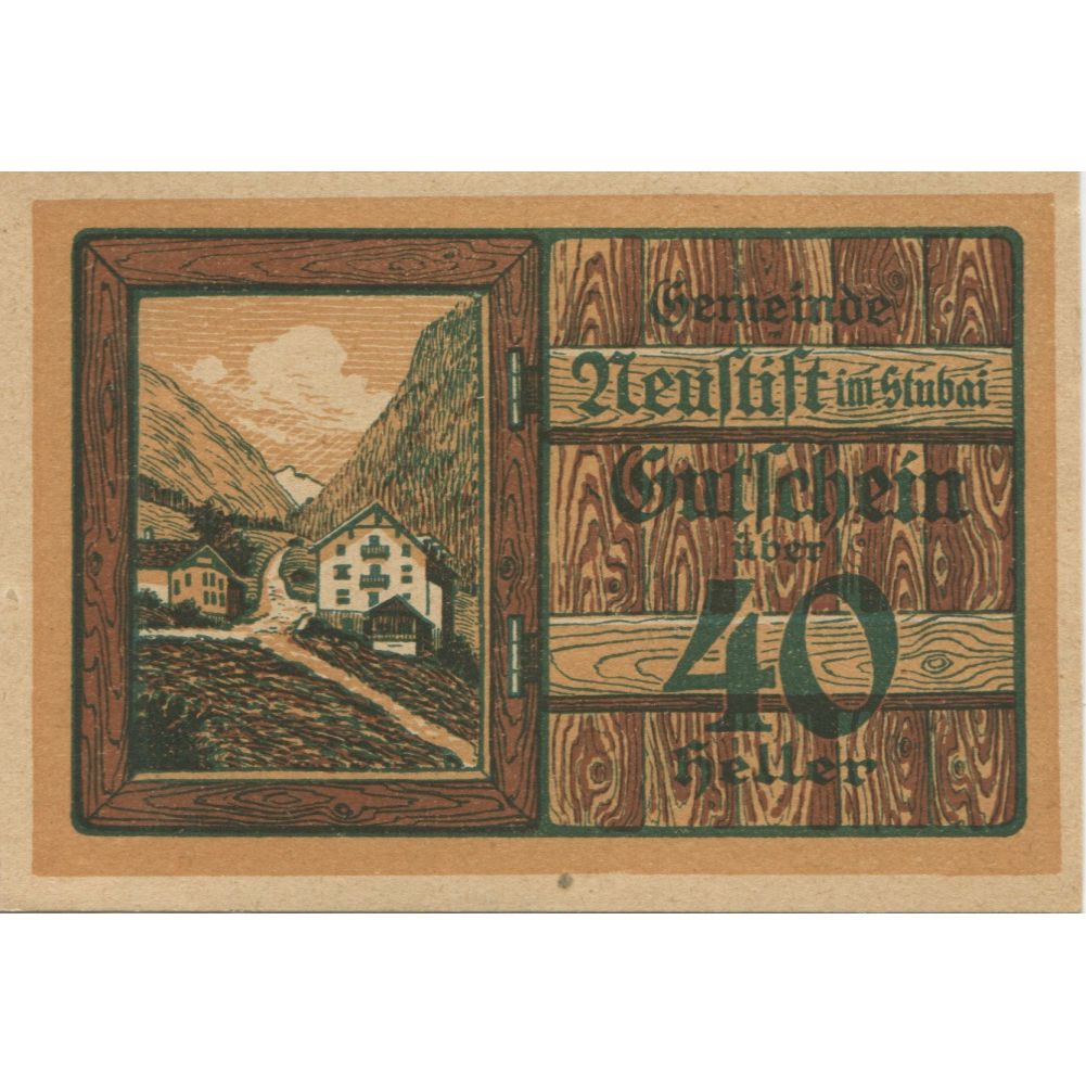 Billete, Austria, Neustift, 40 Heller, montagne 1920-12-31, SC, Mehl:FS 667
