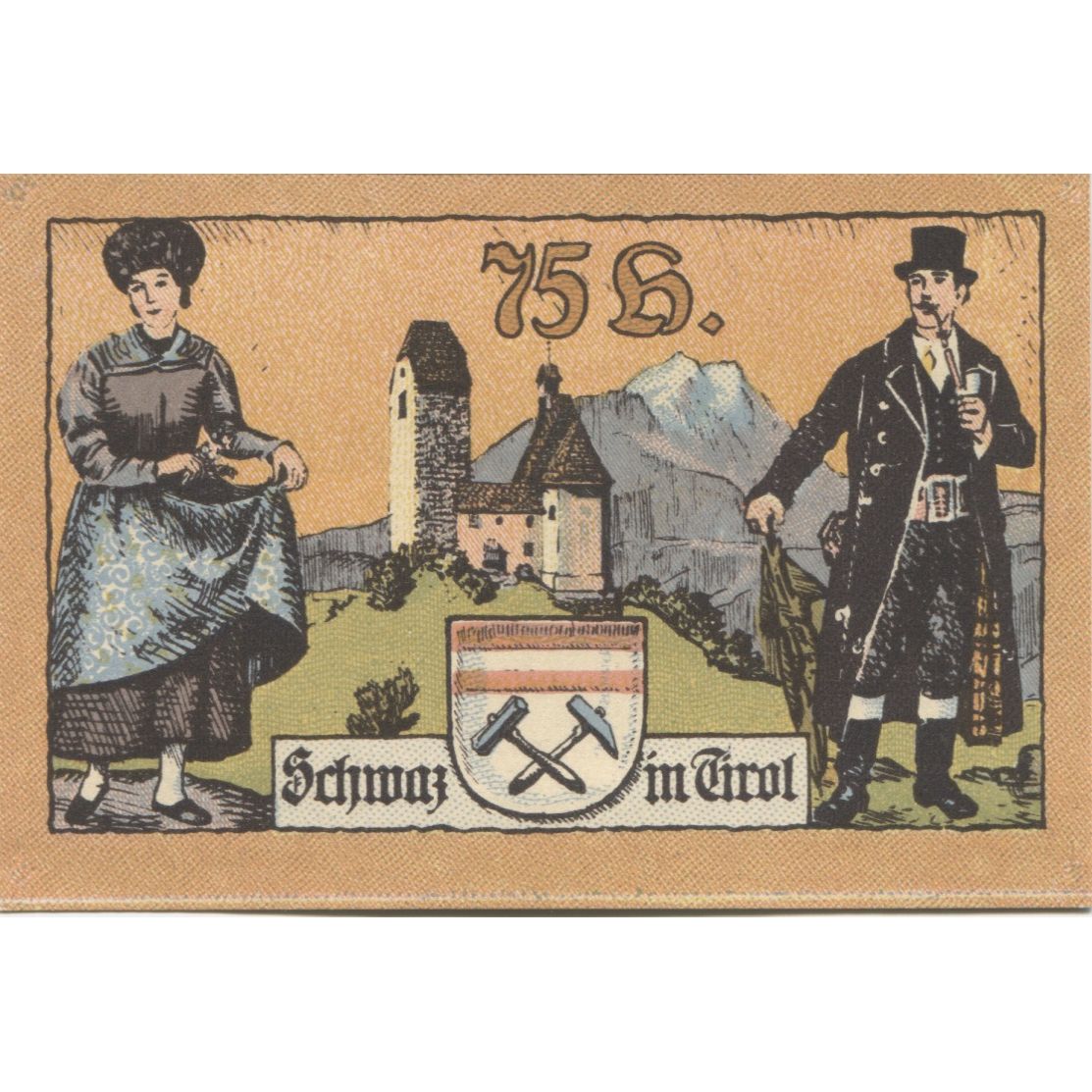 Banknote, Austria, Schwaz, 75 Heller, Eglise 1921-01-31, UNC(63), Mehl:FS 983a