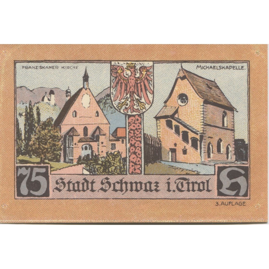 Billete, Austria, Schwaz, 75 Heller, Eglise, 1920, 1920-12-31, SC, Mehl:FS 983c