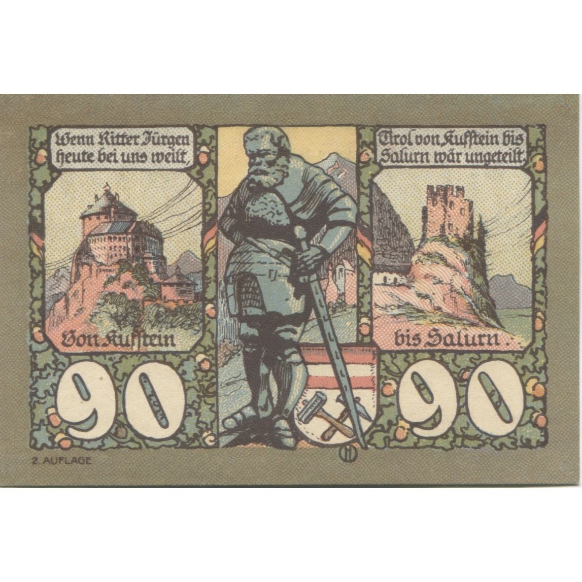 Banknot, Austria, Schwaz, 90 Heller, aigle 1920-12-31, UNC(63), Mehl:FS 983a