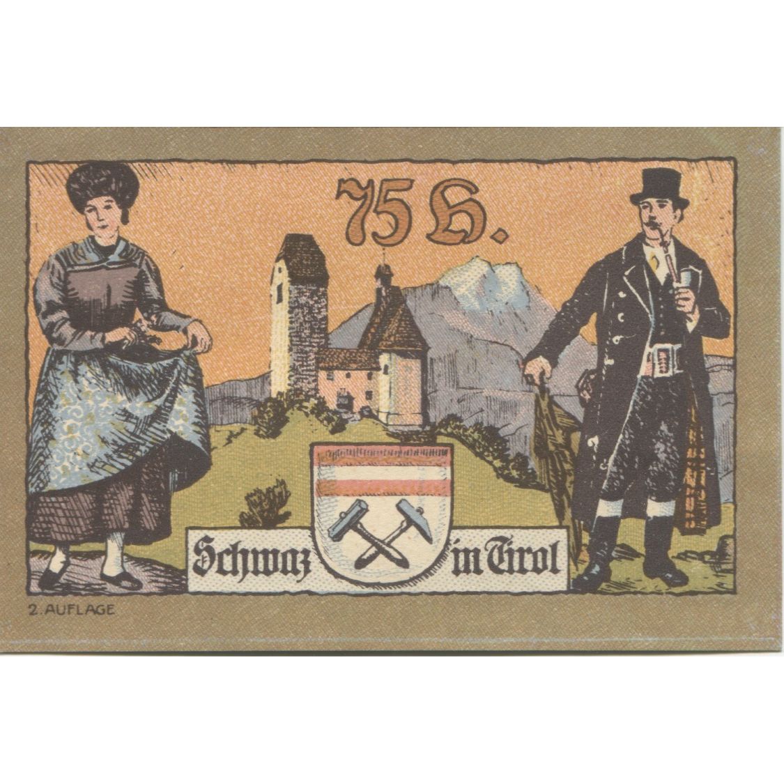 Banknot, Austria, Schwaz, 75 Heller, personnage 1920-12-31, UNC(63) Mehl:FS 983b