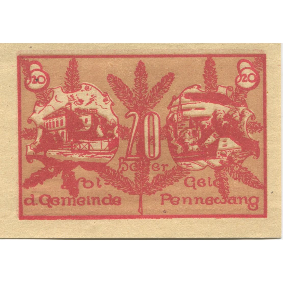 Billete, Austria, Pennewang, 20 Heller, épis 1920-12-31, SC, Mehl:FS 727a