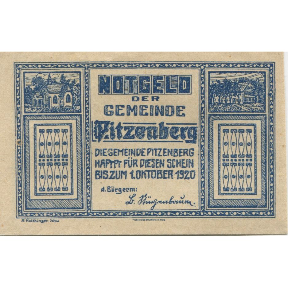 Geldschein, Österreich, Pitzenberg, 20 Heller, cheval, 1920 UNZ- Mehl:FS 753