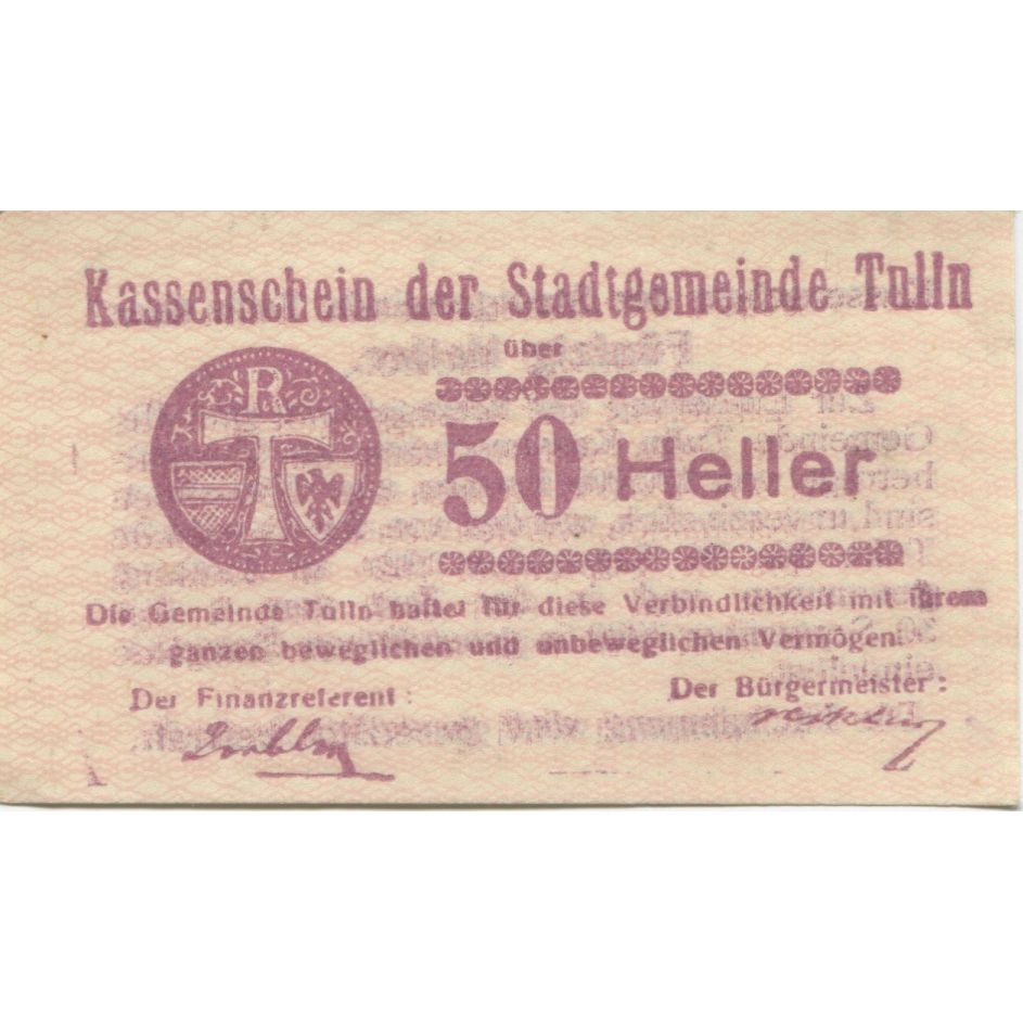 Banknote, Austria, Tulln, 50 Heller, valeur faciale, 1920 UNC(63) Mehl:FS 1083I