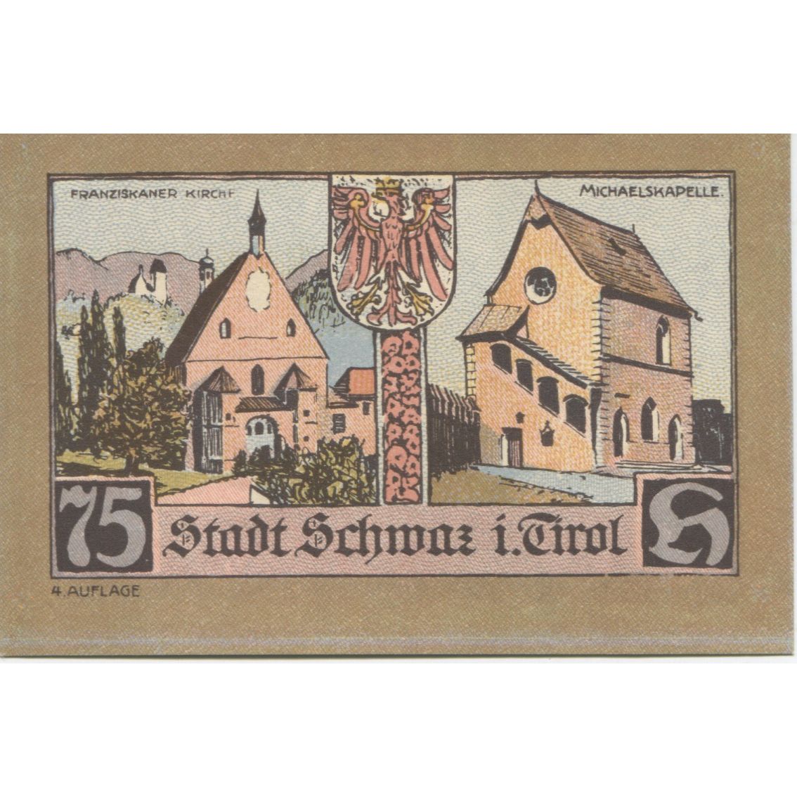 Billete, Austria, Schwaz, 75 Heller, chevalier 1921-01-31, SC Mehl:FS 983c