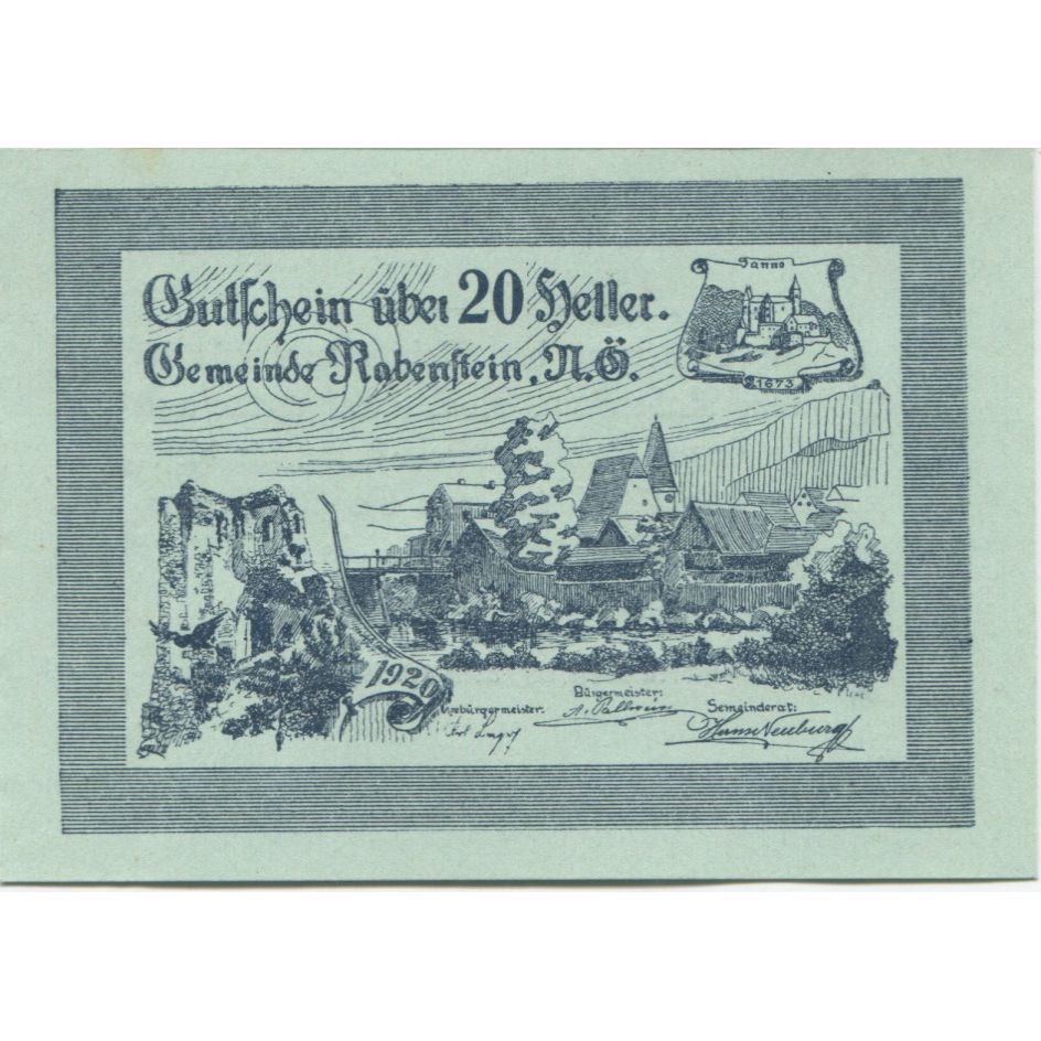 Billete, Austria, Rabenstein, 20 Heller, ruine 1920-11-30, SC Mehl:FS 808IIb