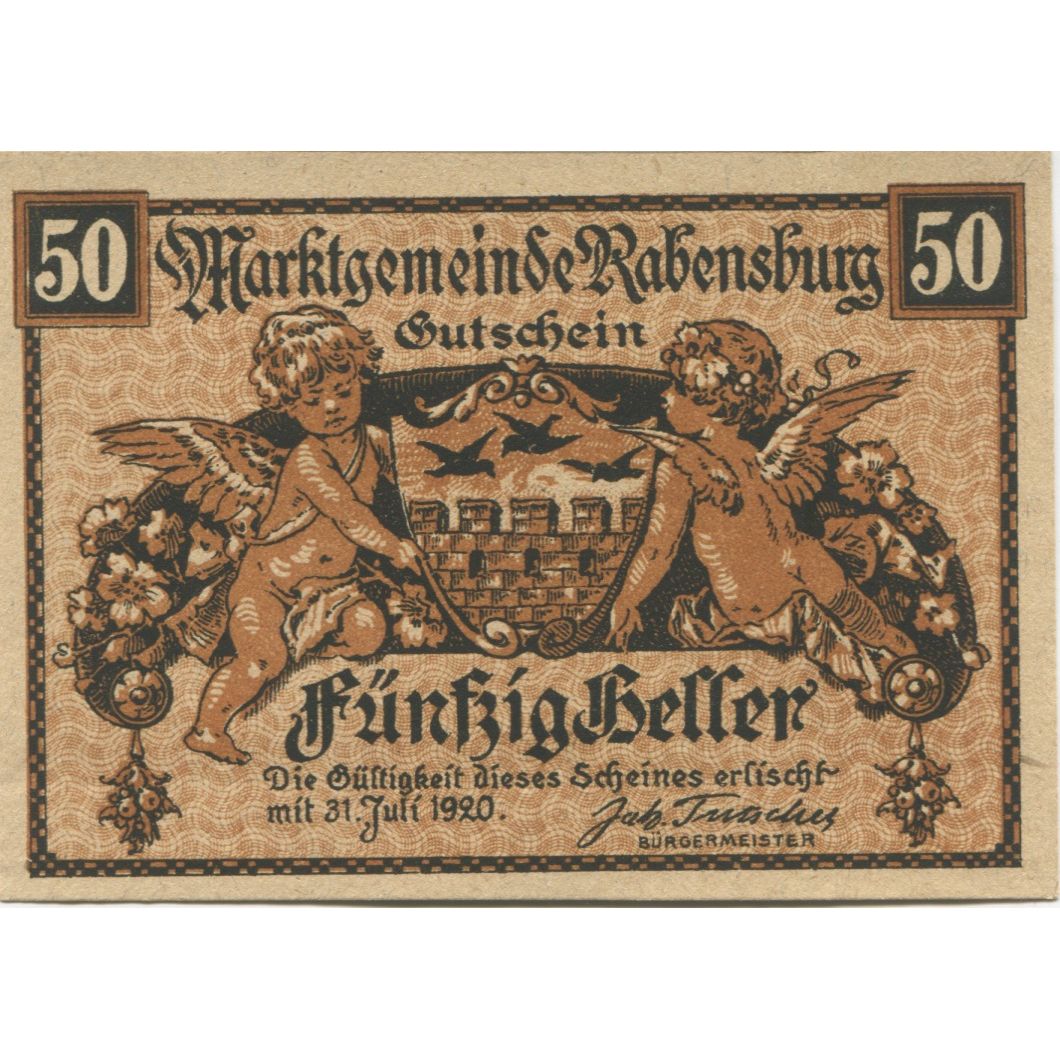 Billete, Austria, Rabensburg, 50 Heller, ange 1920-07-31, SC, Mehl:FS 8047a