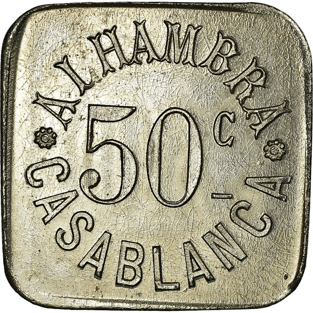 Marocco, 50 Centimes, Alhambra, Casablanca, Zinco, SPL-, Lecompte:314