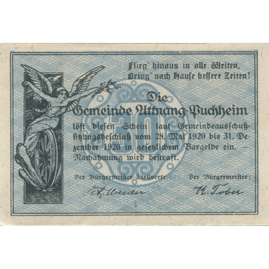 Billete, Austria, Puchheim, 30 Heller, village 1920-12-31, SC Mehl:FS 61II