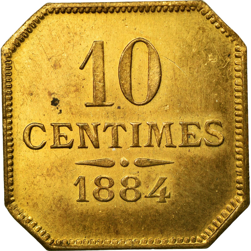Moneta, Francia, 10 Centimes, 1884, SPL, Ottone