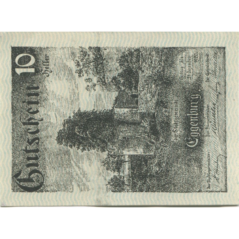 Billet, Autriche, Eggenburg, 10 Heller, ruine 1920-12-31, SPL, Mehl:FS 162a