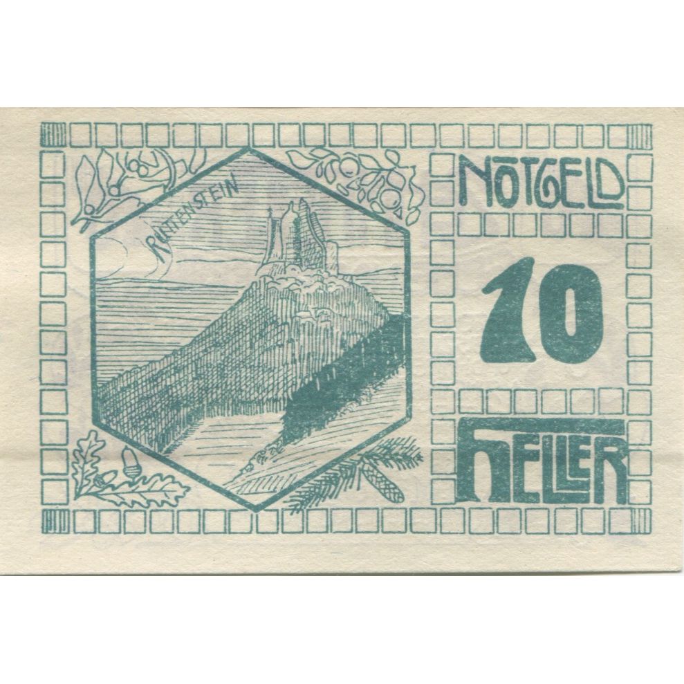 Billete, Austria, Pierbach, 10 Heller, ruine, 1921, SC, Mehl:FS 749