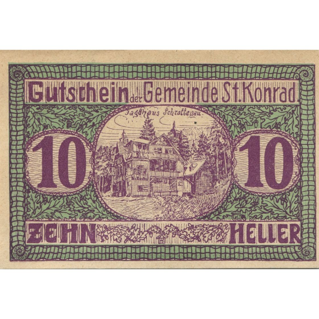 Banknote, Austria, ST KONRAD, 10 Heller, chalet, 1920, UNC(63), Mehl:FS 899