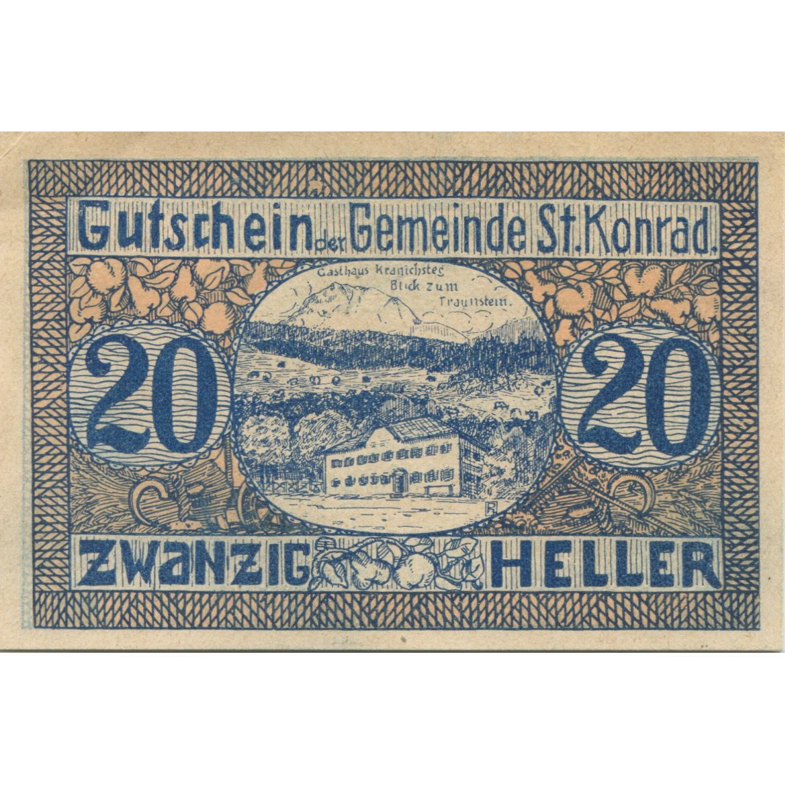 Banknote, Austria, ST KONRAD, 20 Heller, paysage, 1920, UNC(63), Mehl:FS 899