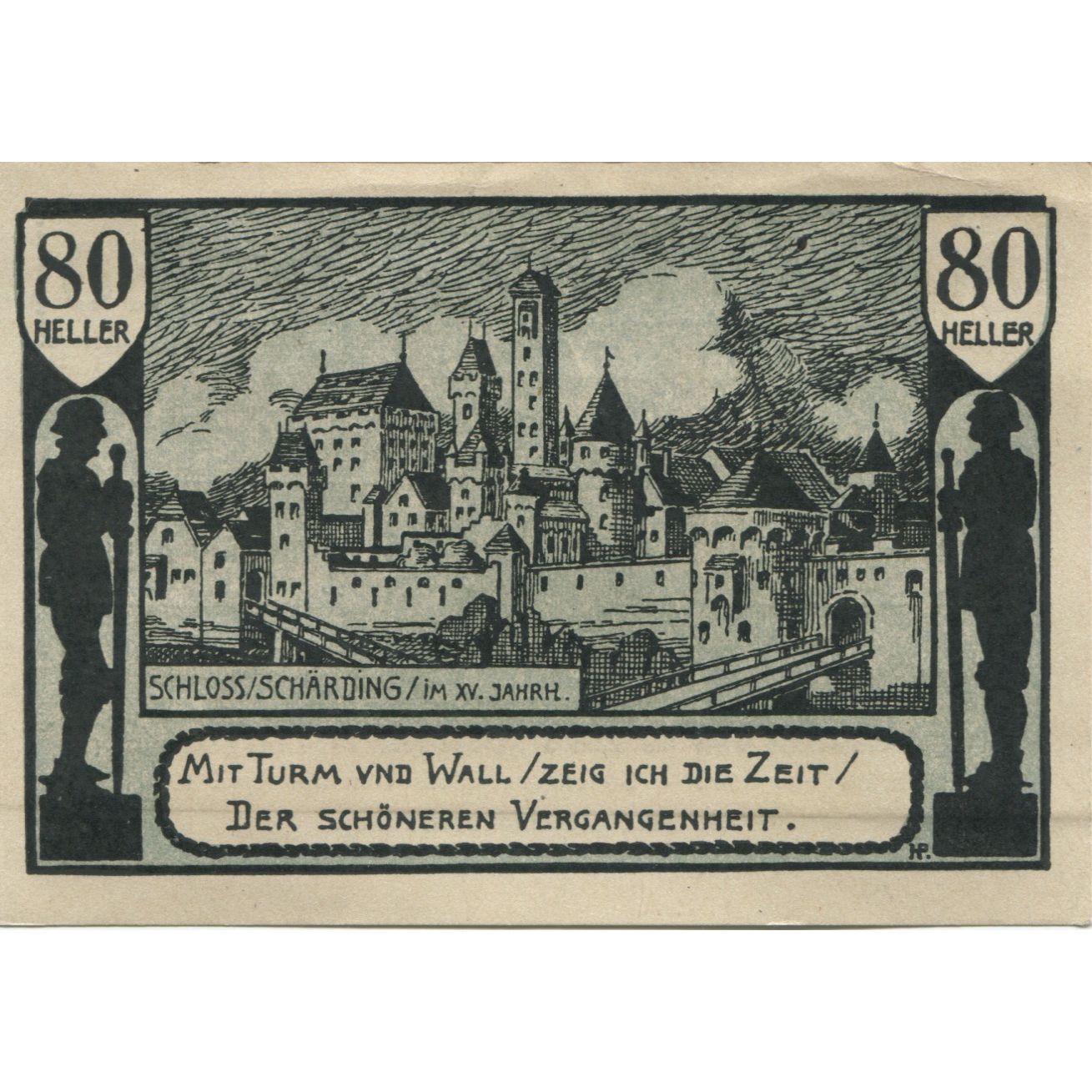 Billete, Austria, Schärding, 80 Heller, château 1920-12-31, SC Mehl:FS 951IIa