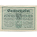 Billet, Autriche, Ebelsberg, 50 Heller, Blason 1920-09-30, SPL Mehl:FS 140Ia
