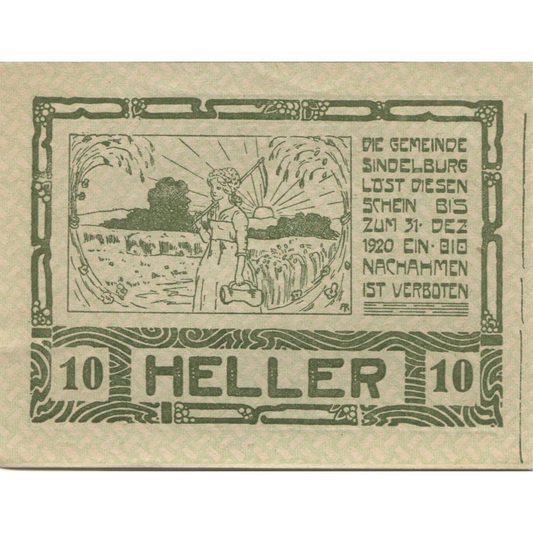 Billete, Austria, Sindelburg, 10 Heller, champs 1920-12-31, SC, Mehl:FS 999a