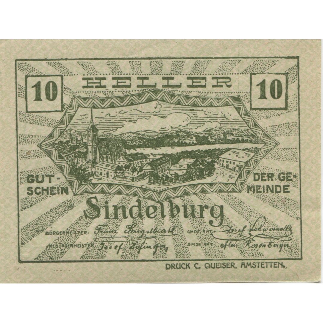 Billete, Austria, Sindelburg, 10 Heller, champs 1920-12-31, SC, Mehl:FS 999a