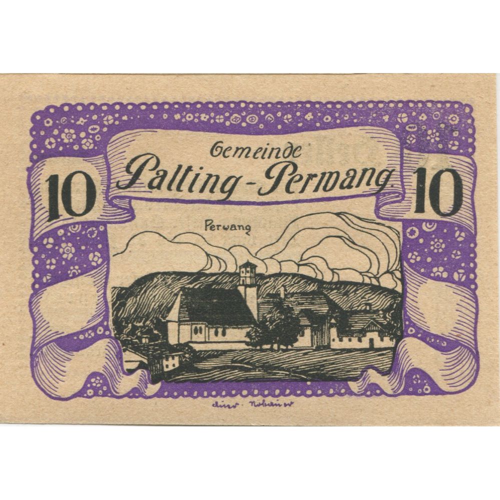 Banconote, Austria, Palting-Perwang, 10 Heller, Eglise, 1921 SPL Mehl:FS 720a3