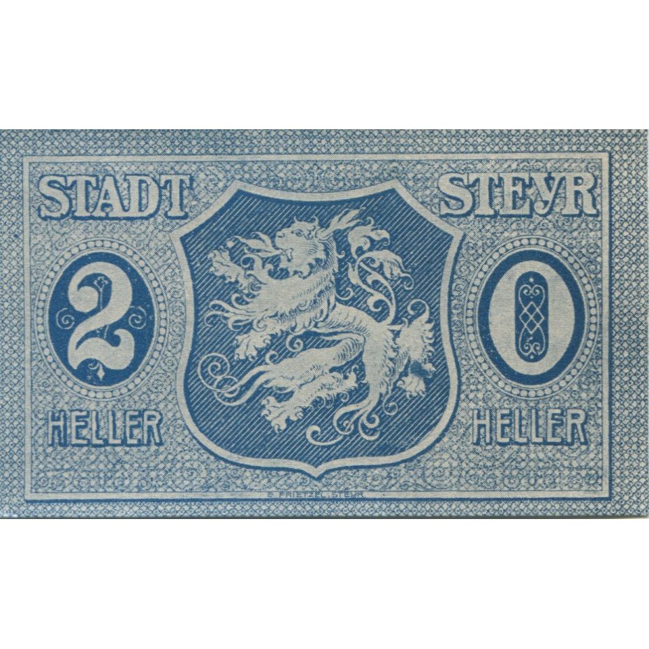 Biljet, Oostenrijk, Steyr, 20 Heller, personnage 1921-03-31, SPL Mehl:FS 1034IIa