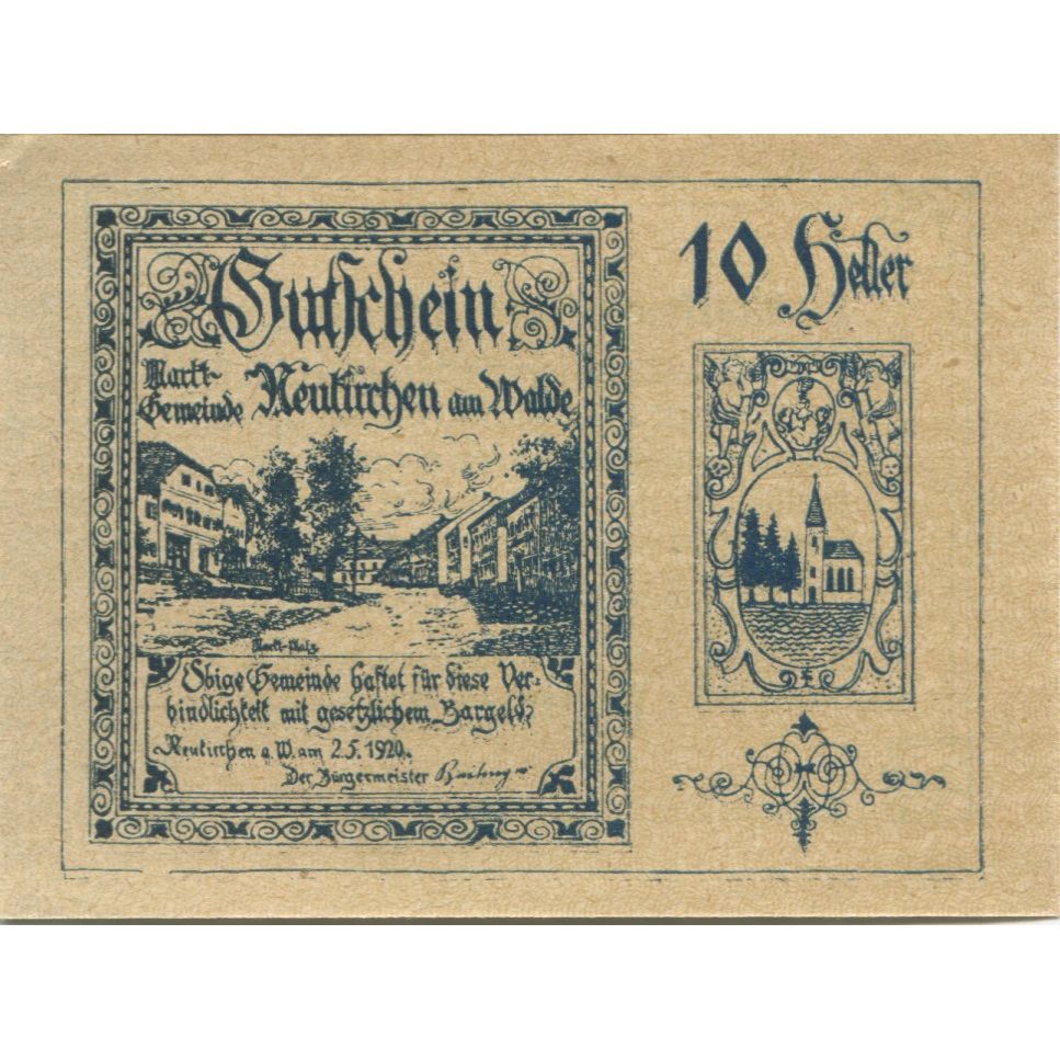 Billete, Austria, Neukirchen, 10 Heller, route 1921-12-31, SC Mehl:FS 655Ia