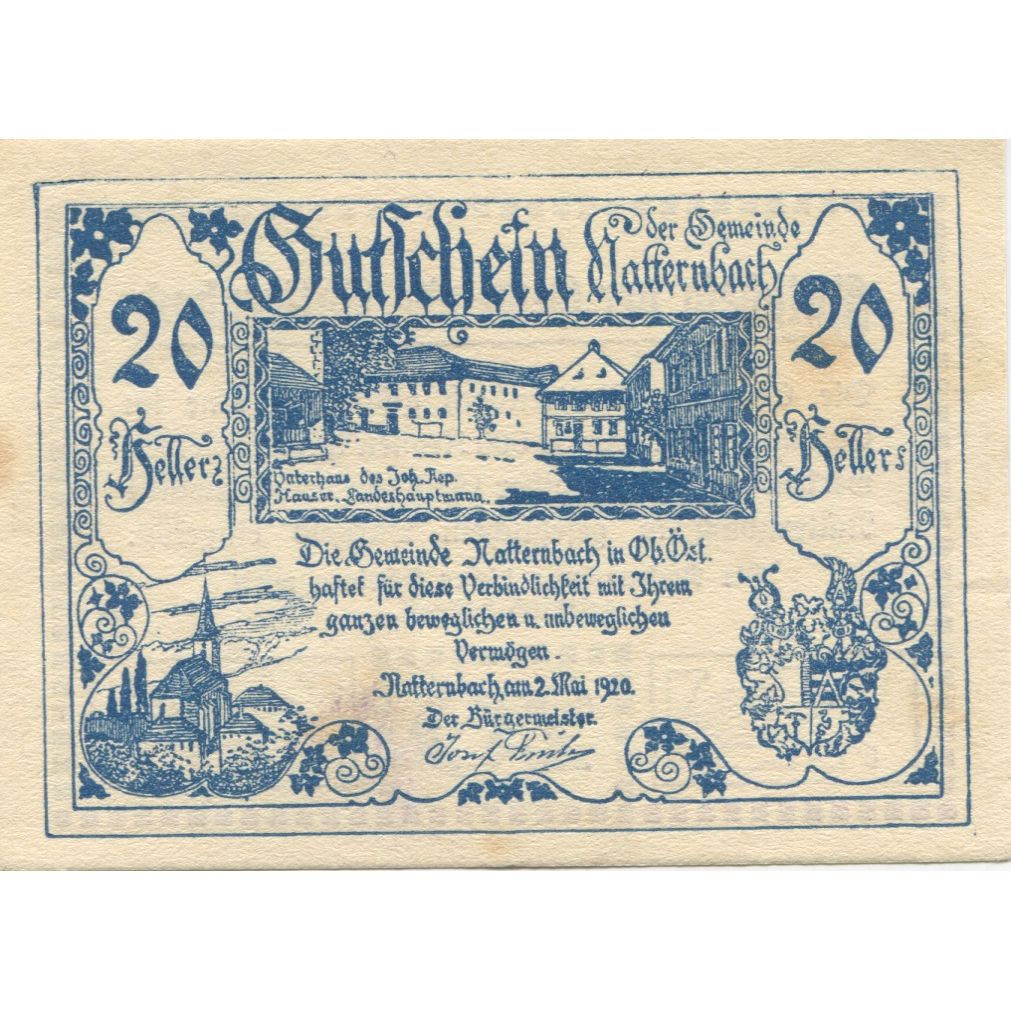 Billete, Austria, Natternbach, 20 Heller, place 1920-12-31, SC Mehl:FS 643Ia