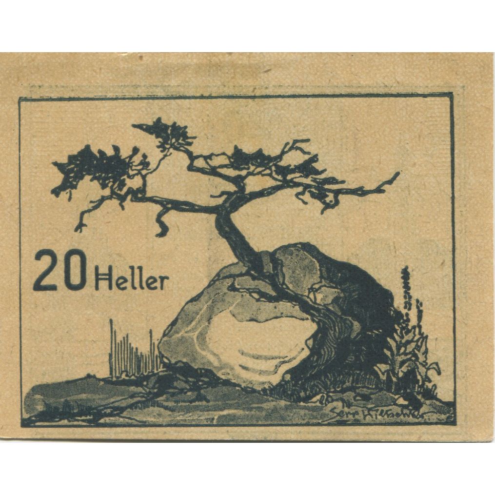 Billete, Austria, Prägarten, 20 Heller, Eglise 1920-12-31, SC Mehl:FS 777d