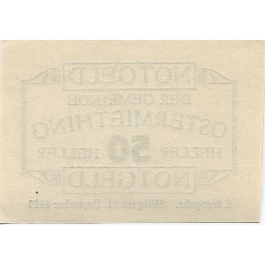 Billete, Austria, Ostermiething, 50 Heller, valeur faciale, 1920 SC Mehl:FS 713I