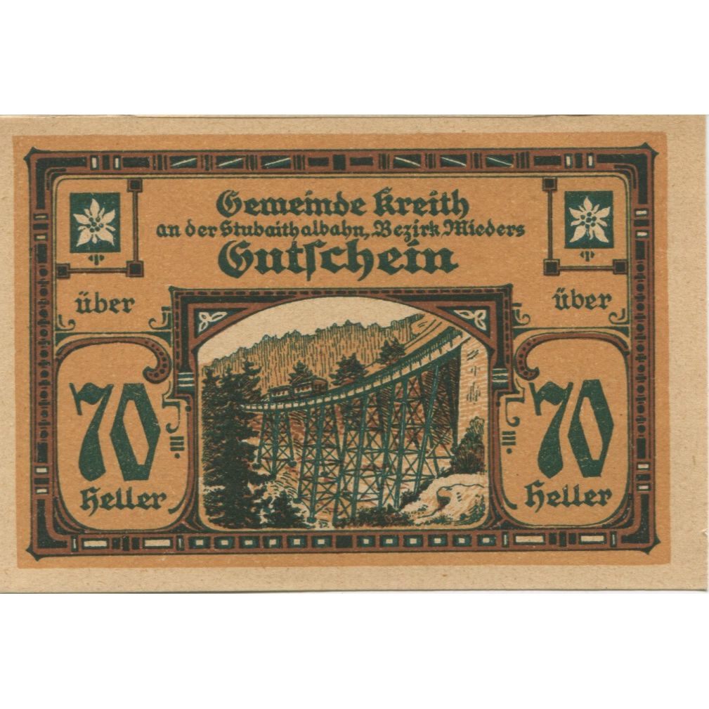 Billete, Austria, Kreith, 70 Heller, pont, 1920, 1920-12-31, SC, Mehl:FS 471a