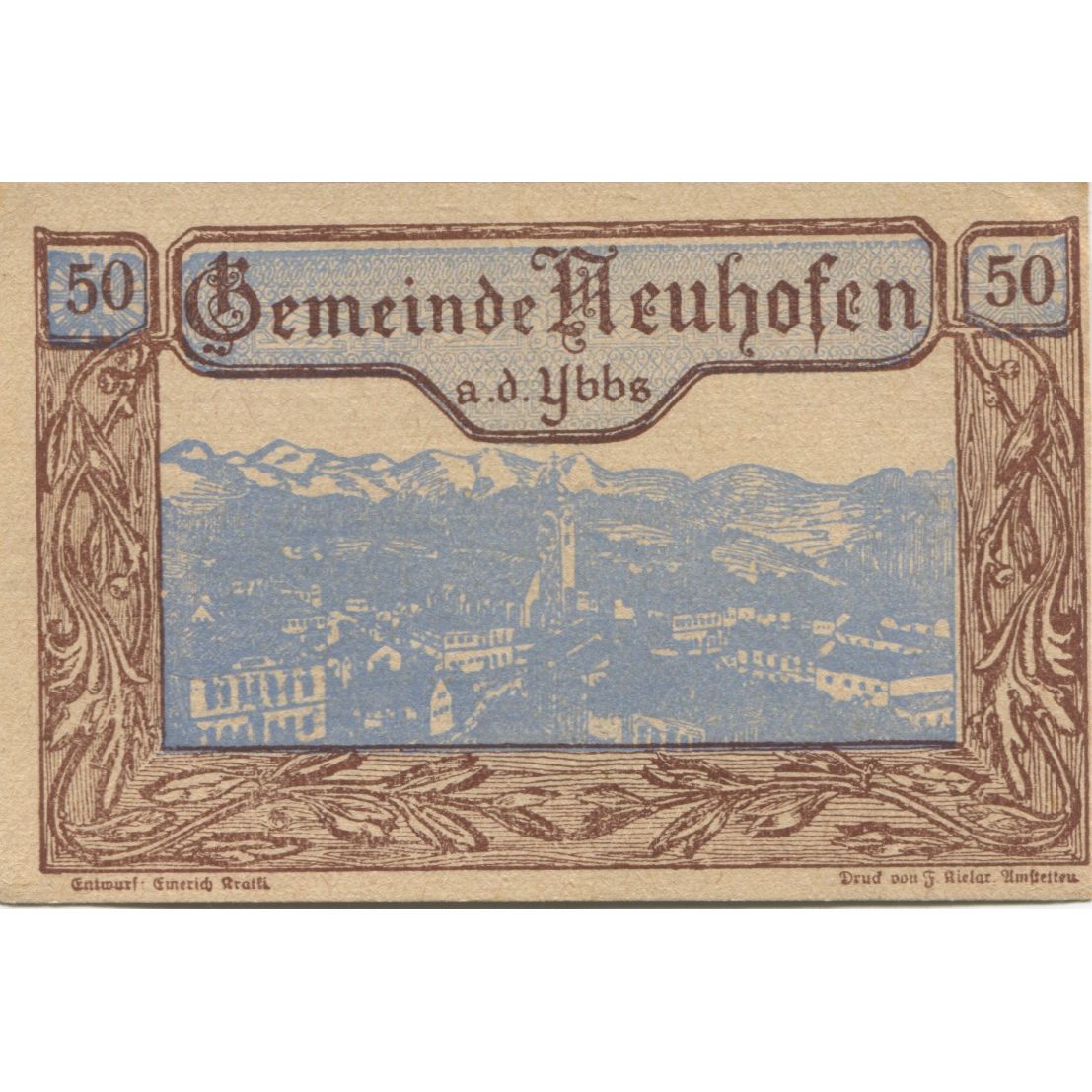 Banknot, Austria, Neuhofen, 50 Heller, village 1920-12-30, UNC(63) Mehl:FS 650d