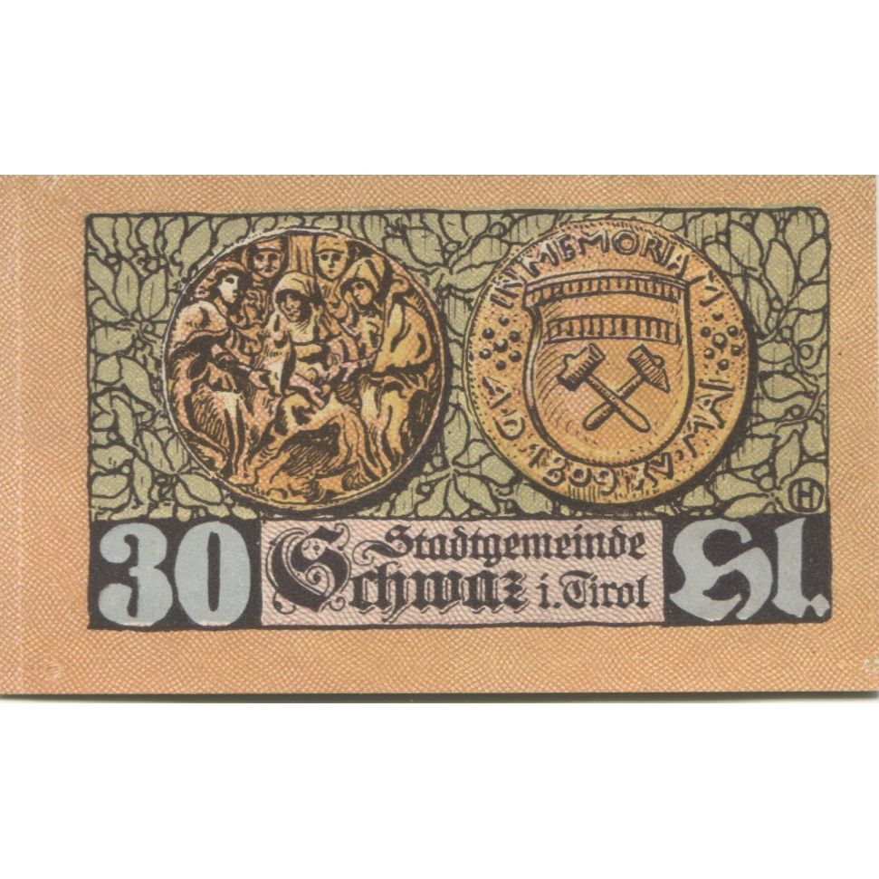 Banconote, Austria, Schwaz, 30 Heller, Blason 1920-12-31, SPL, Mehl:FS 983a