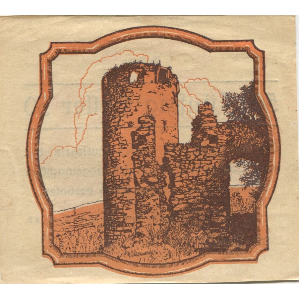 Billete, Austria, Waxenberg, 50 Heller, ruine, 1920, EBC, Mehl:FS 1144I