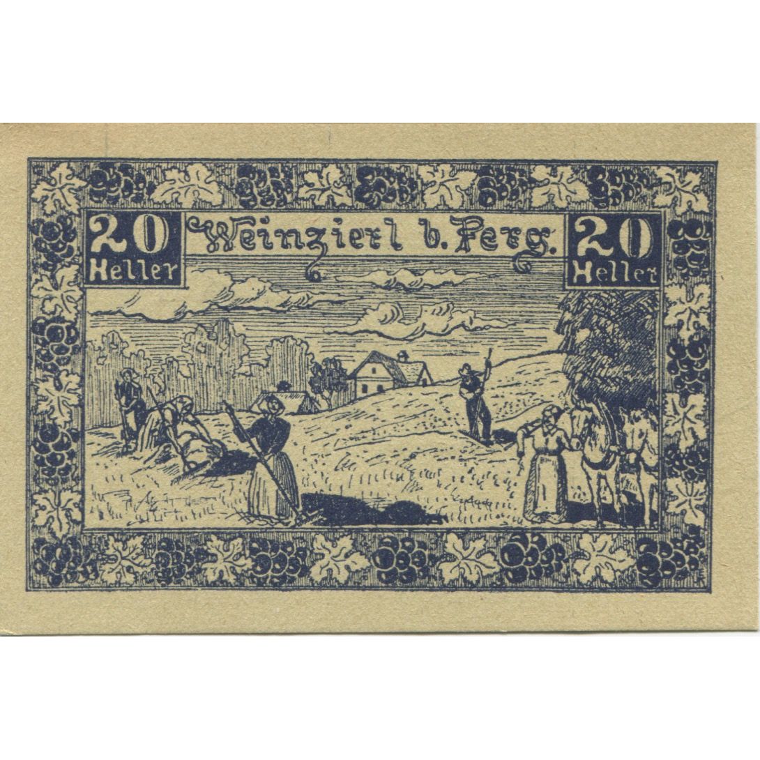 Banknot, Austria Weinzierl, 20 Heller, champs, 1921-01-01, UNC(63) Mehl:FS 1152a